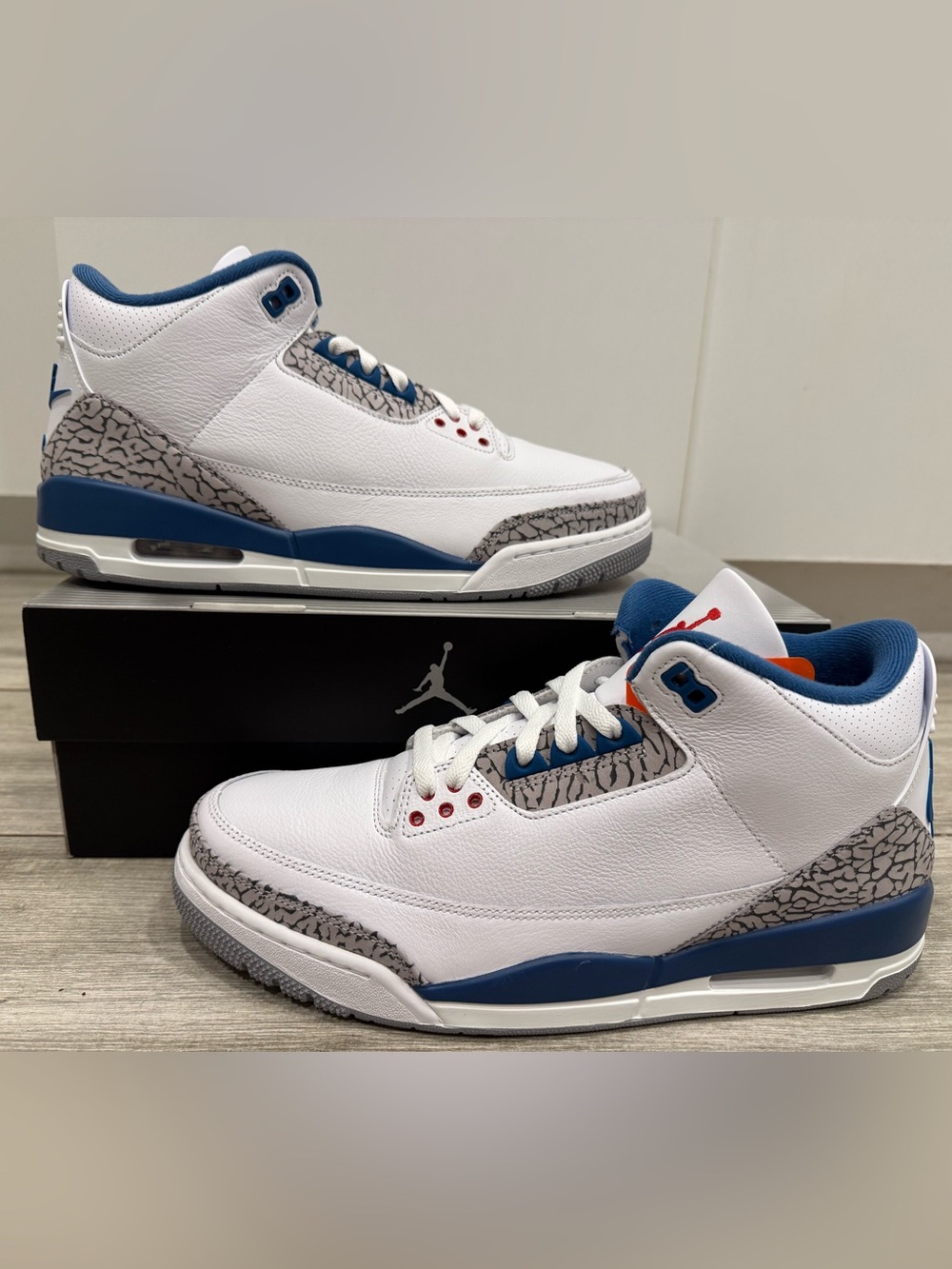 2026 Air Jordan 3 Retro True Blue IF4396-104 White Fire Red True Blue Sz 12 NEW